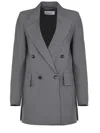 Max Mara Long-sleeved Suit Coat In Grigio