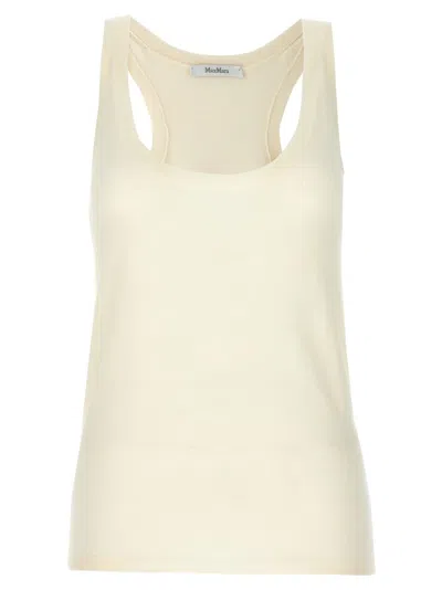 Max Mara Sleeveless Scoop Neck Plain Top In White