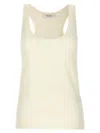 Max Mara Sleeveless Scoop Neck Plain Top In Neutral