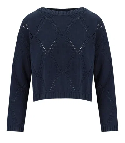 MAX MARA ABBOZZI BLUE CREWNECK SWEATER