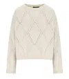 Max Mara Abbozzi Ecru Crewneck Jumper In Neutrals