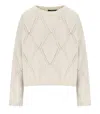 Max Mara Abbozzi Ecru Crewneck Jumper In White