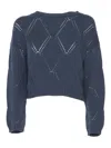 Max Mara Abbozzi Navy Sweater In Blue
