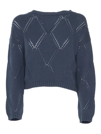 Max Mara Abbozzi Navy Sweater In Blue