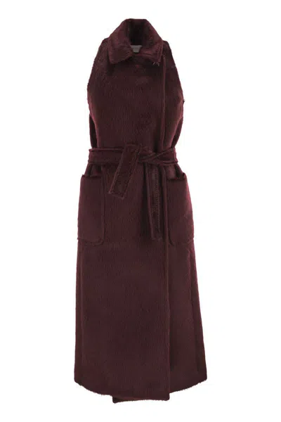 Max Mara Abbozzi1234 - Sleeveless Coat In Alpaca And Wool In Brown