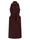 Max Mara Cherry-colored Sleeveless Coat In Alpaca And Wool In Burgundy