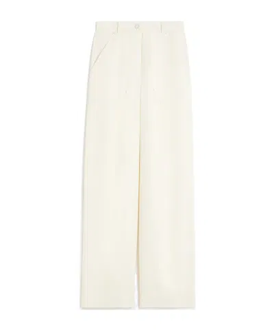 Max Mara Abetaia Pure Wool Trousers In White
