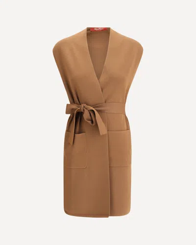 Max Mara Abete Long Vest In Brown