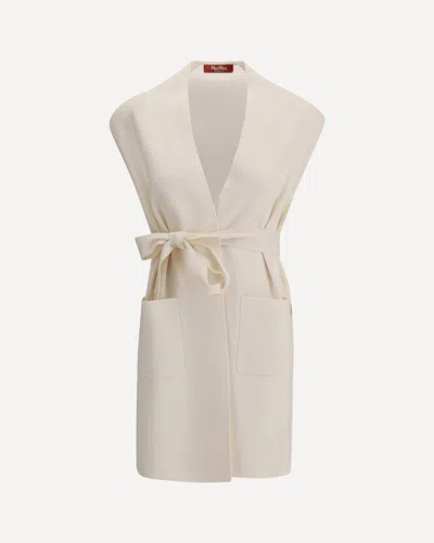 Max Mara Abete Long Vest In Neutral