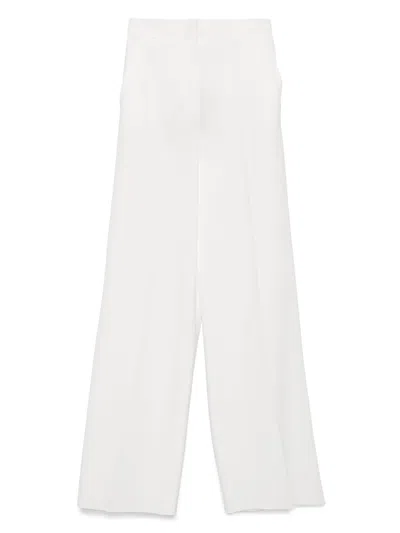 Max Mara High Waist Trousers Side Pockets Wide Leg In White