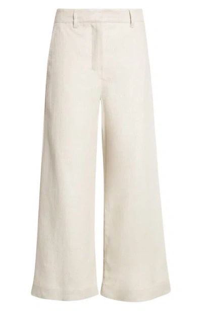 Max Mara Abissi Stretch Linen & Cotton Wide Leg Ankle Pants In White
