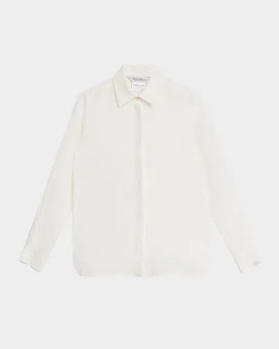 Max Mara Abisso Button-down Flax Shirt In White