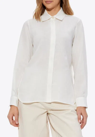 Max Mara Abisso Long-sleeved Linen Shirt In White