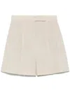 Max Mara Wool Pleated Shorts Button Detailing In Beige