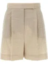 Max Mara Front Pleated Shorts With Back Buttoned Pockets In Brown