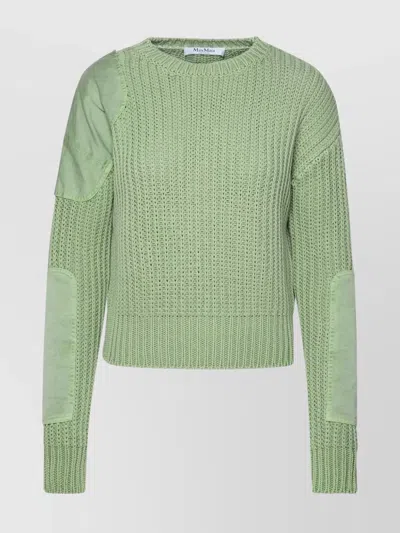 Max Mara 'abisso1234' Cotton Sweater Elbow Patches In Green