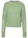 Max Mara Abisso Elbow-patch Crewneck Knit Sweater In Green