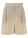 Max Mara Front Pleated Shorts With Back Buttoned Pockets In Brown