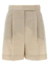 Max Mara Front Pleated Shorts With Back Buttoned Pockets In Neutral