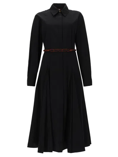 Max Mara Abito Chemisier In Popeline In Black