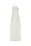 Max Mara Europa Open-back Pleated Cotton-canvas Maxi Dress In Bianco