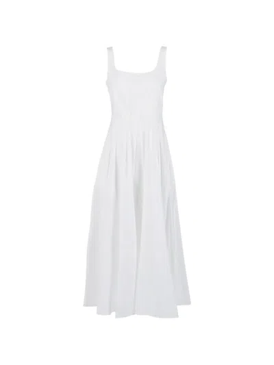 Max Mara Studio Feltre Structured Bodice Midi Dress In White