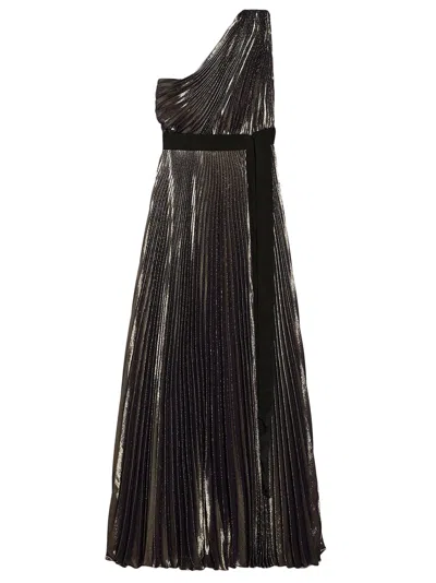 Max Mara Franz One-shoulder Pleated Belted Dress In Silver