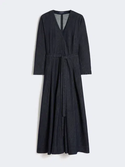 Max Mara Abito In Denim Di Cotone Con Cintura In Blue