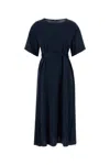Max Mara Abito Jordan In Misto Nylon Stretch Blu Navy  Donna