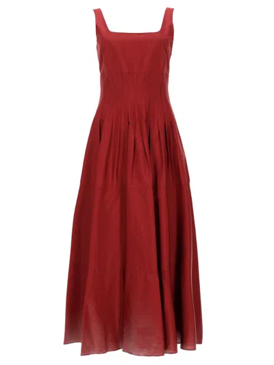 Max Mara Abito Midi In Cotone In Burgundy