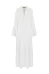 Max Mara Abito Strano Lungo In Lino Bianco In Bianco