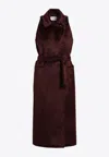 Max Mara Cherry-colored Sleeveless Coat In Alpaca And Wool In Burgundy
