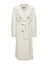 Max Mara Double-breasted Wool Cashmere Coat In Blanco
