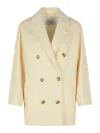 Max Mara Rebus Double-breasted Wool Blend Coat In White