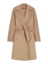 Max Mara Belted Waist Hooded Jacket Pockets In Neutral