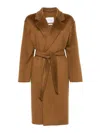 Max Mara Belted Waist Camel Coat With Detachable Belt In Brown