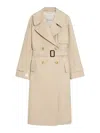Max Mara Double-breasted Trench Coat In Water-repellent Twill In Beige