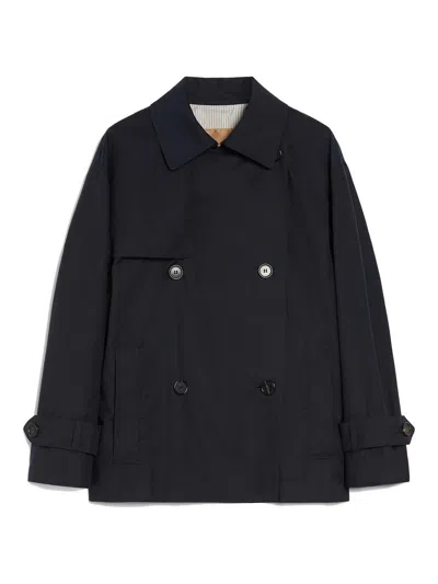 Max Mara Zeno Short Trench Coat In Dark Blue
