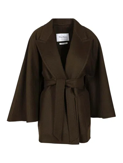 Max Mara Short Robe Coat In Brown