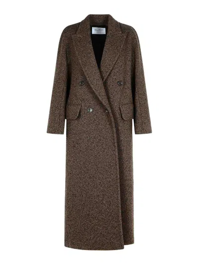 Max Mara Arco 1234 Chocolate Virgin Wool Coat In Brown