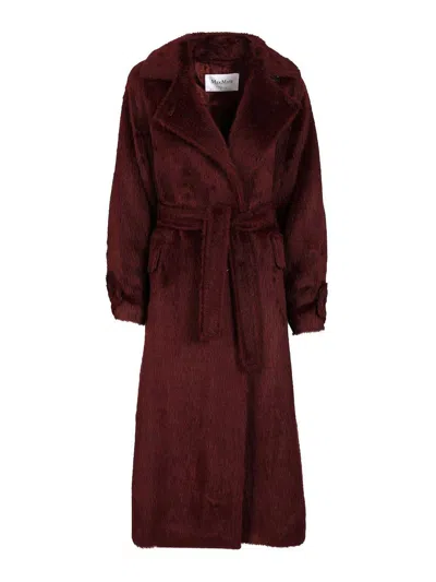 Max Mara Long Coat In Alpaca And Wool In Burgundy