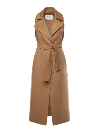 Max Mara Sleeveless Camel Coat In Brown