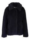 Max Mara Alpaca Wool Jacket Collared Design Front Pockets In Blue