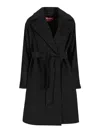 Max Mara Studio Cles Single-breasted Wool Coat In Black