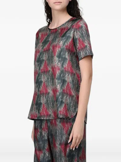 Max Mara Abstract-print Short-sleeve Top In Multi