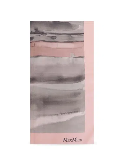 Max Mara Abstract-print Silk Scarf In Grey