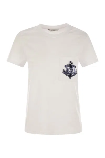 MAX MARA MAX MARA ACACIA - JERSEY T-SHIRT WITH EMBROIDERED BREAST POCKET