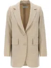 Max Mara Longline Textured Wool Jacket With Rear Vents In Beige