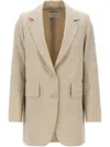 Max Mara Longline Textured Wool Jacket With Rear Vents In Brown