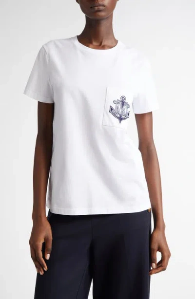 Max Mara Acacia Logo Pocket Jersey T-shirt In White